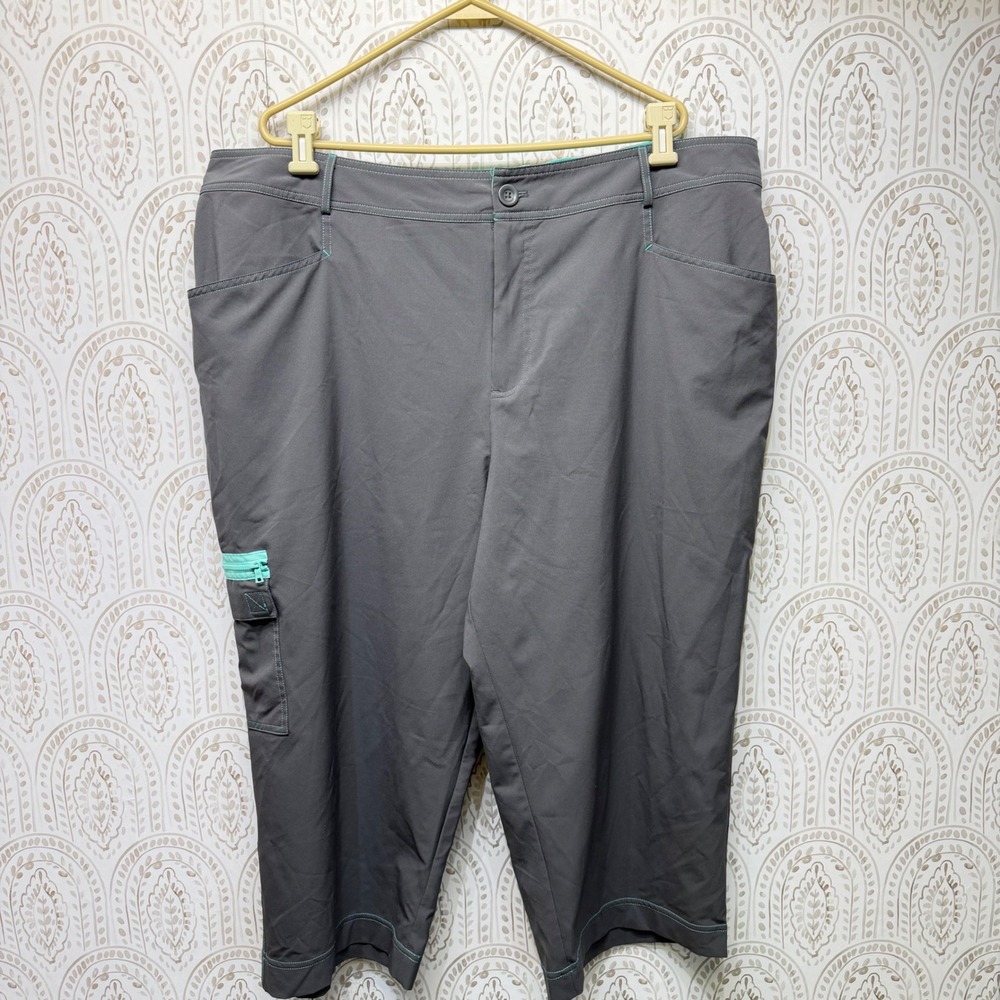 Made For Life Capri Pants Women 3X Gray Cargo Hiking Outdoor Lightweight Teal